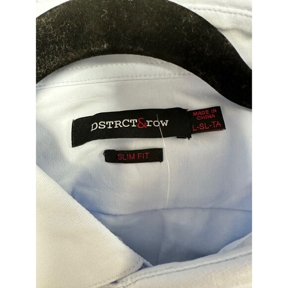 DSTRCT & Row Dress Shirt Mens Large Long Sleeve Ice Blue Collared Stretch Knit - Picture 5 of 5